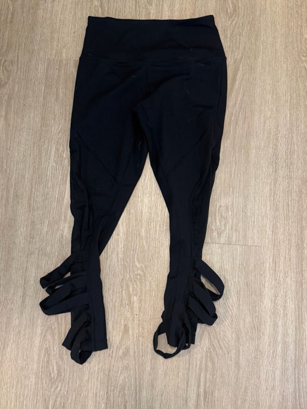 Zella Black Leggings with Lower-Leg Crisscross Straps